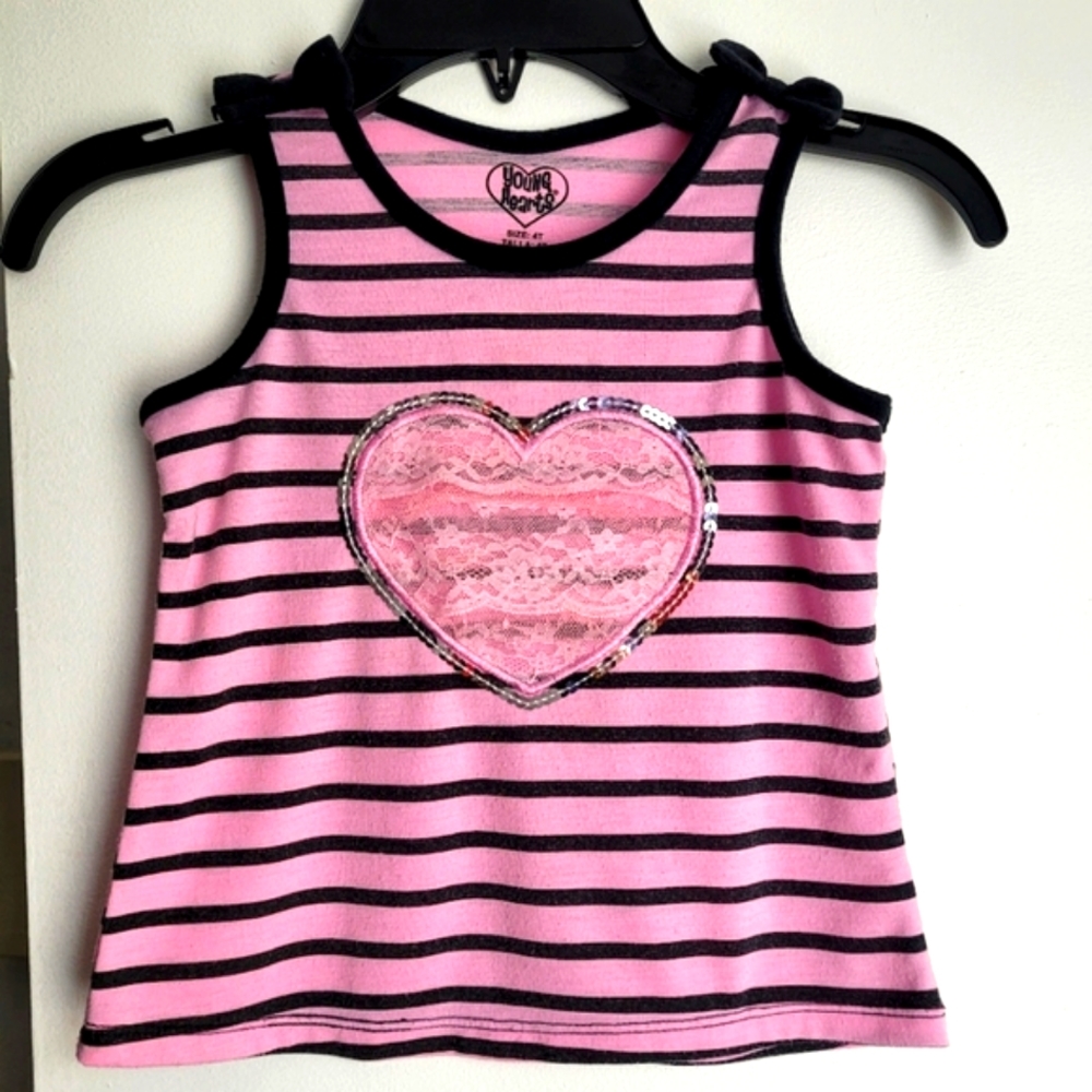 4Y Pink Young Hearts Tank top